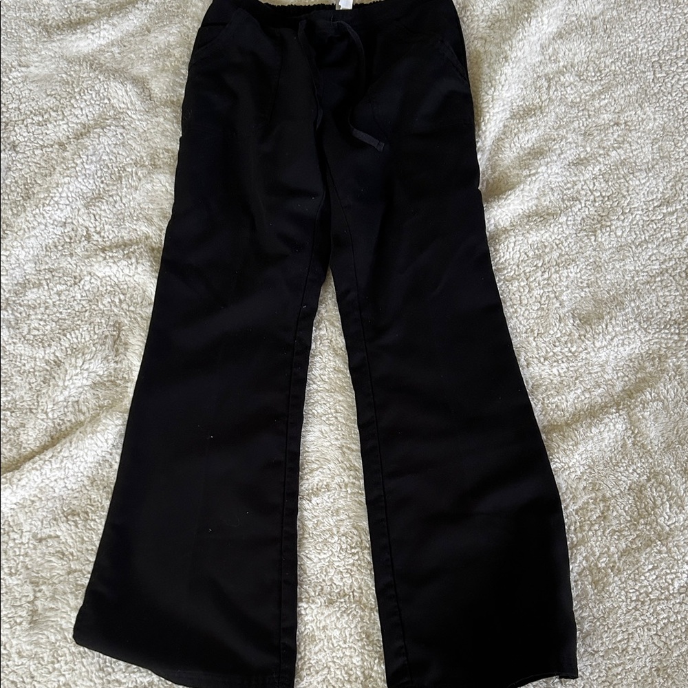 Womens Black Wide-Leg Scrub Pants